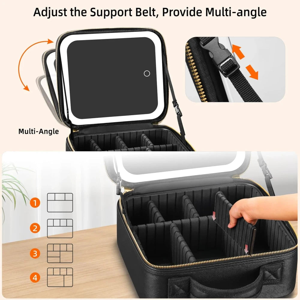 Portable LED Travel Makeup Case