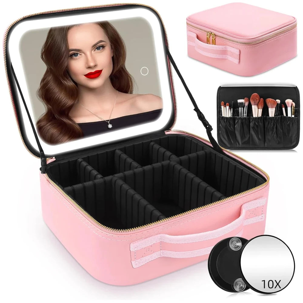 Portable LED Travel Makeup Case