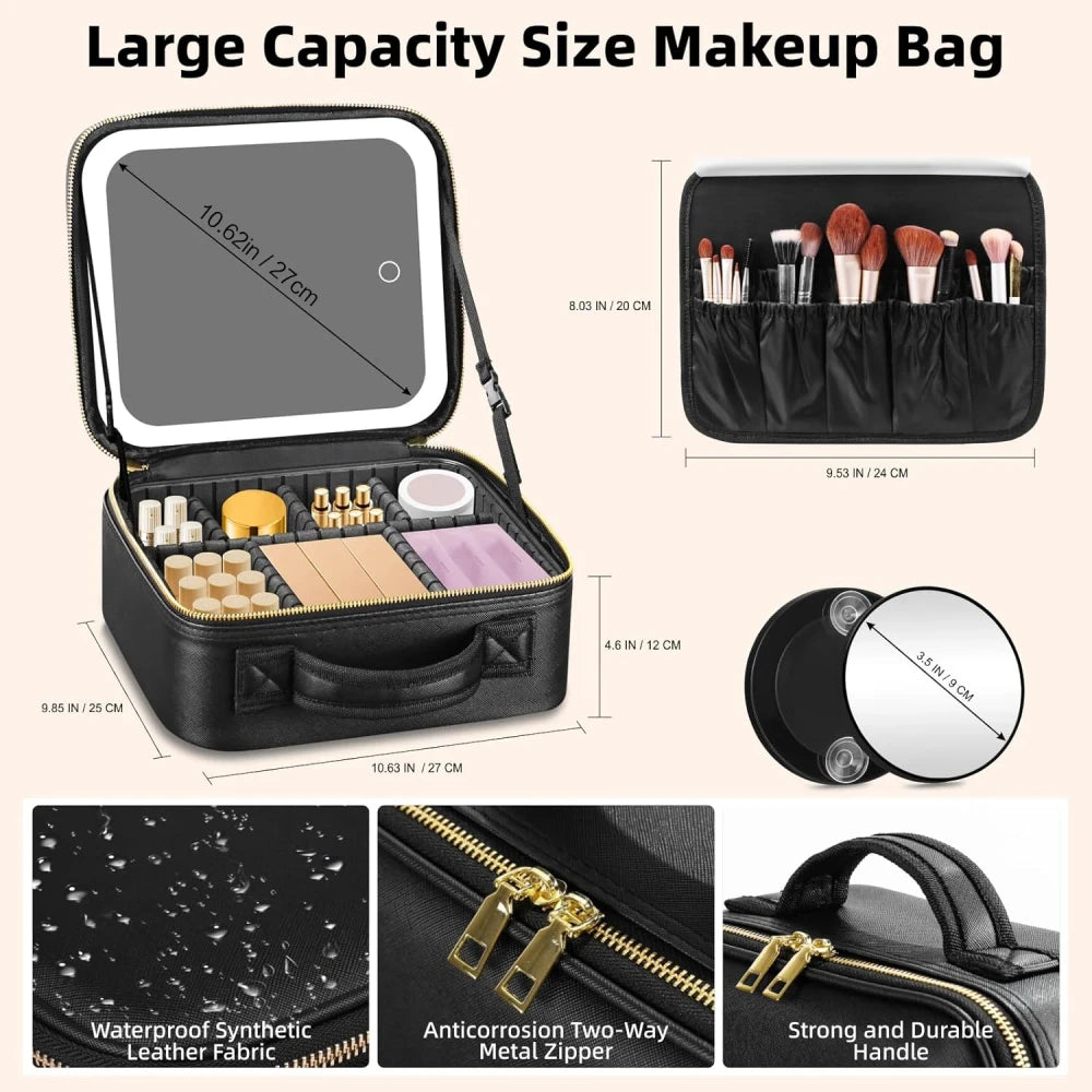 Portable LED Travel Makeup Case